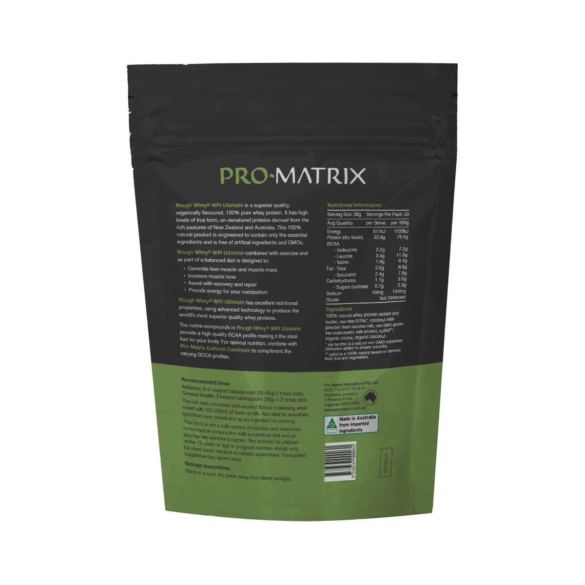 ROUGH WHEY WHEY PROTEIN POWDERS 1kg CHOCOLATE & COCONUT, Isolate ROUGH WHEY