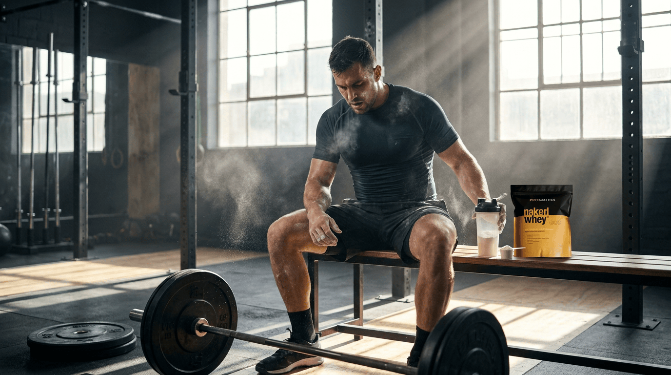 Man exercising with weights in a gym setting