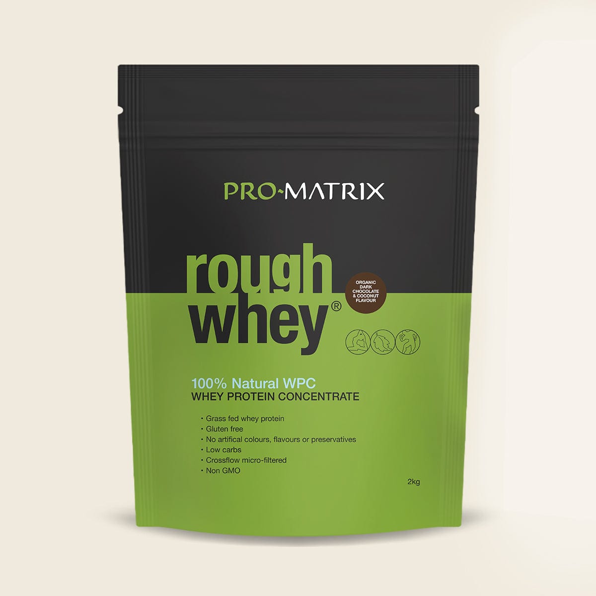 ROUGH WHEY WHEY PROTEIN POWDERS 2kg CHOCOLATE &amp; COCONUT, Concentrate ROUGH WHEY