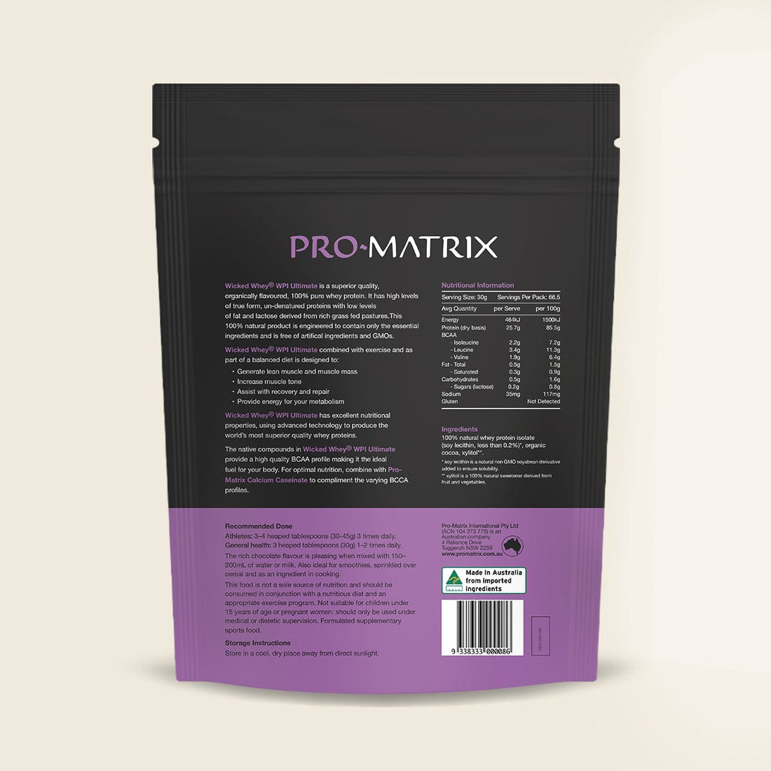 WICKED WHEY WHEY PROTEIN POWDERS 2kg CHOCOLATE, Isolate WICKED WHEY