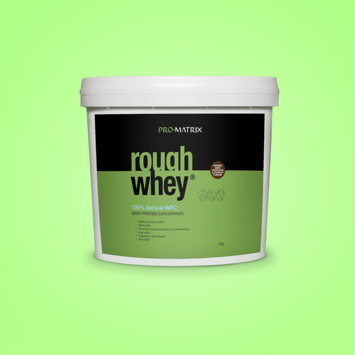 ROUGH WHEY WHEY PROTEIN POWDERS 2kg CHOCOLATE &amp; COCONUT, Concentrate ROUGH WHEY