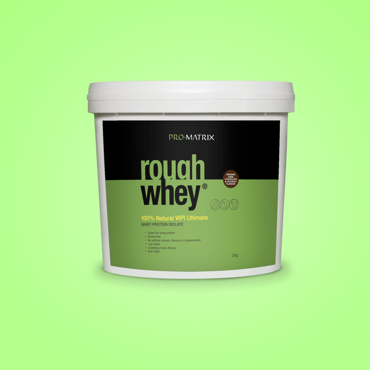 ROUGH WHEY WHEY PROTEIN POWDERS 2kg CHOCOLATE &amp; COCONUT, Isolate ROUGH WHEY