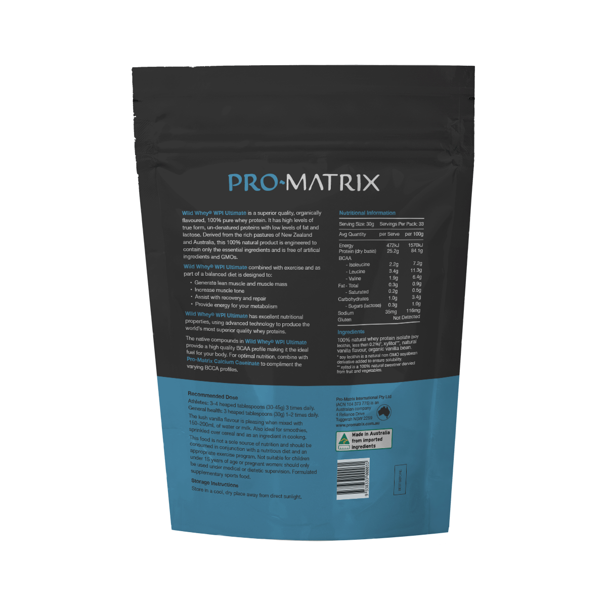 1kg VANILLA, Isolate WILD WHEY – Pro Matrix